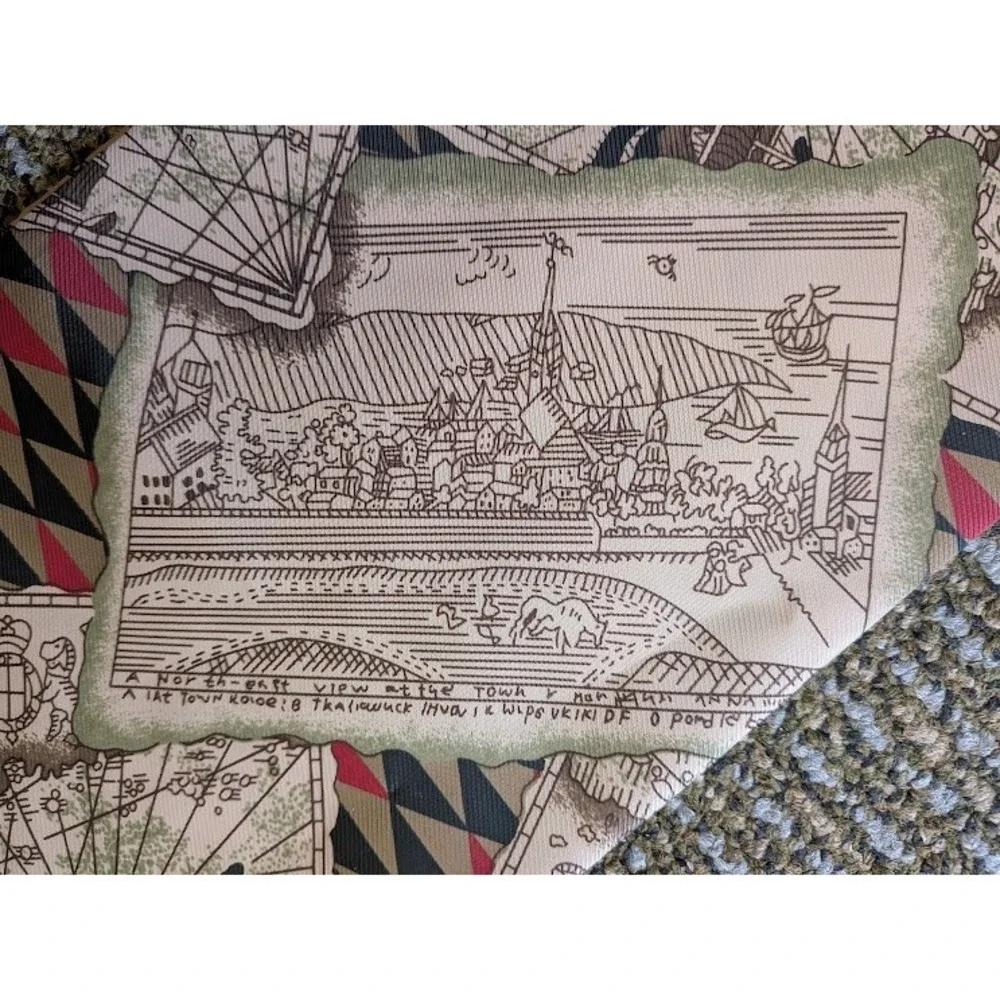 London Fog Scarf Map Big Ben Academia Ascot Accessory Preppy Old Money Vintage